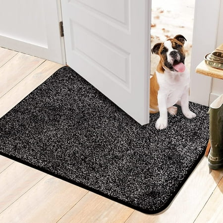 Walensee Indoor Doormat, Front Door Mat for Entrance, 20"x32" Solid Black