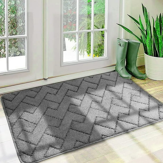 Walensee Indoor Doormat, Front Door Mat for Entrance, 24"x35" Light Grey