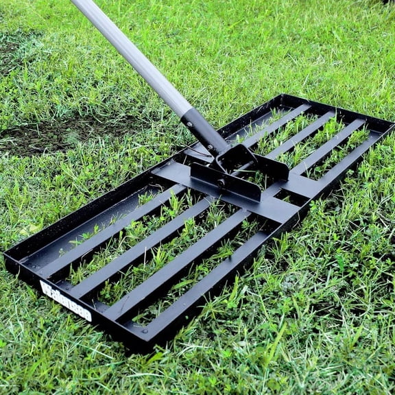 Walensee Lawn Leveling Rake 7FT 30x10 Levelawn Tool Heavy Duty Effort Saving Lawn Level Tool Steel Handle Lawn Leveler for Yard Garden Golf Course Ease Level Soil Sand Dirt Surfaces