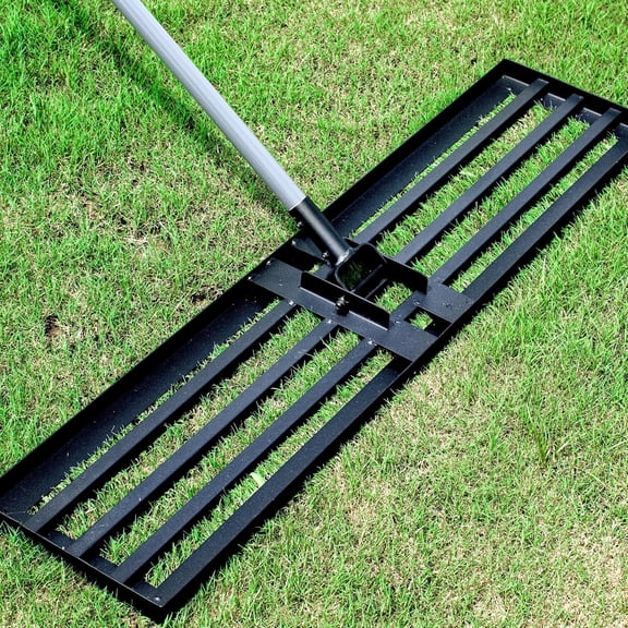Walensee Lawn Leveling Rake, Levelawn Tool, Heavy Duty Effort Saving Lawn Level Tool, Steel Handle Lawn Leveler for Yard Garden Golf Course , Ease Level Soil Sand Dirt Surfaces, 7FT 45"x10"