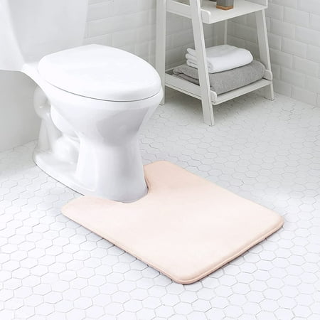 Walensee Memory Foam Bath Rug, 20"x24", Dusty Pink, U Shaped Non Slip Bathroom Mat, Machine Wash