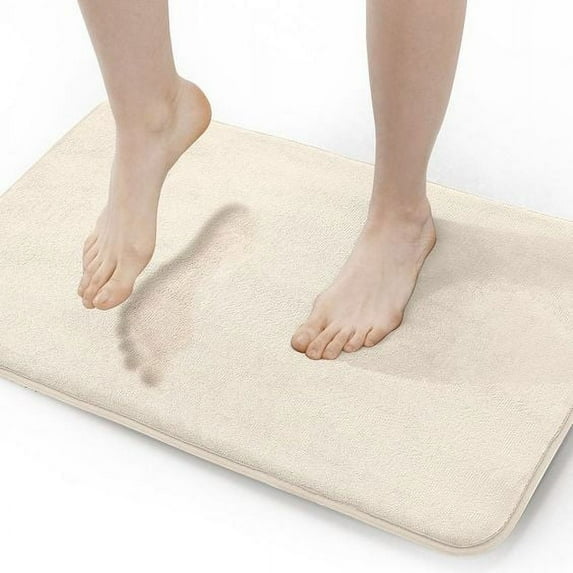 Walensee Memory Foam Bath Rug, 24"x36", Beige, Non Slip Bathroom Mat, Machine Wash