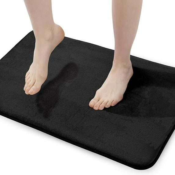 Walensee Memory Foam Bath Rug, 24"x36", Black, Non Slip Bathroom Mat, Machine Wash
