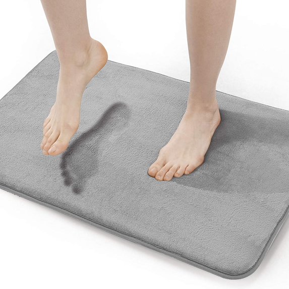 Walensee Memory Foam Bath Rug, 24"x36", Grey, Non Slip Bathroom Mat, Machine Wash