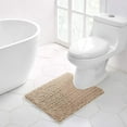 thumbnail image 1 of Walensee Non-Slip Bathroom Contour Rugs Chenille Soft Striped Plush Bath Mat, 20" x 24", Beige, 1 of 8