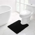 thumbnail image 1 of Walensee Non-Slip Bathroom Contour Rugs Chenille Soft Striped Plush Bath Mat, 20" x 24", Black, 1 of 8