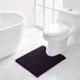 thumbnail image 1 of Walensee Non-Slip Bathroom Contour Rugs Chenille Soft Striped Plush Bath Mat, 20" x 24", Dark Purple, 1 of 8