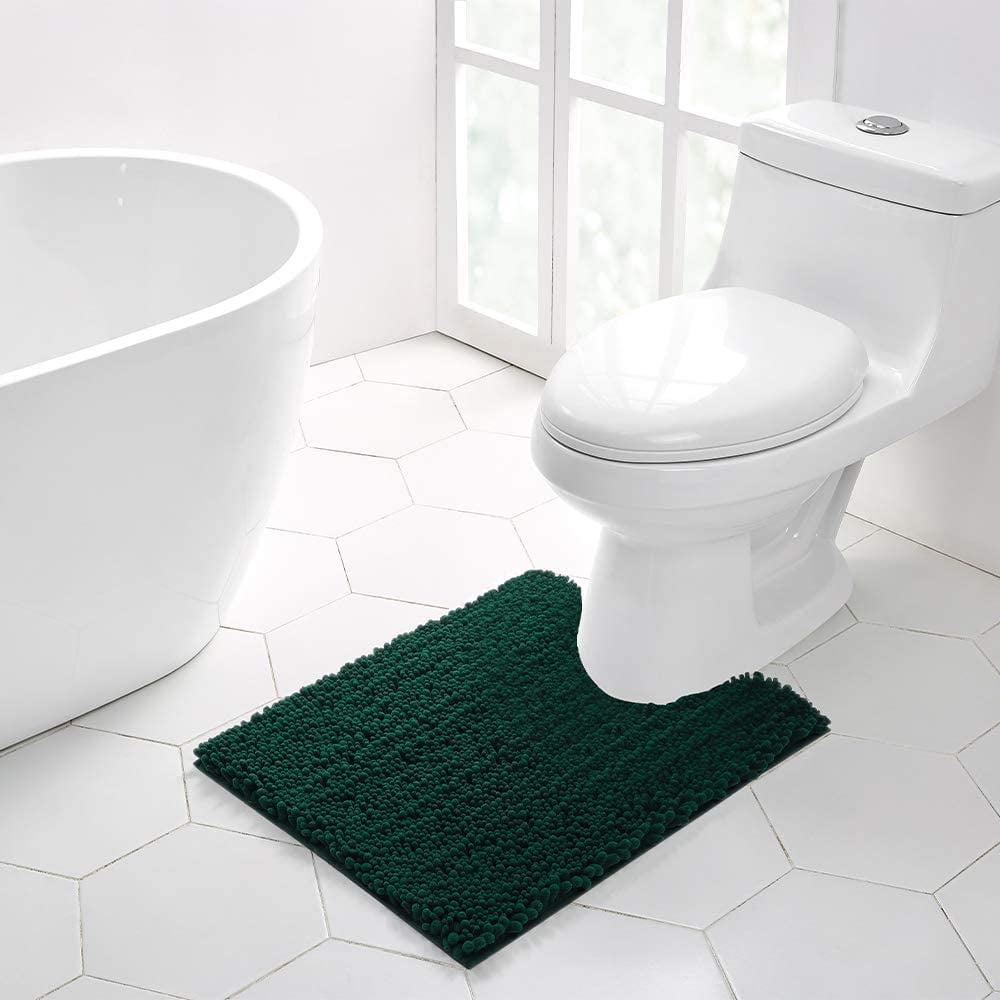 Walensee Thick Non-Slip Bathroom Contour Rugs, Chenille Soft Striped ...