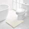 thumbnail image 1 of Walensee Non-Slip Bathroom Contour Rugs Chenille Soft Striped Plush Bath Mat, 20" x 24", Ivory, 1 of 8