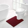 thumbnail image 1 of Walensee Non-Slip Bathroom Contour Rugs Chenille Soft Striped Plush Bath Mat, 20" x 24", Red, 1 of 8