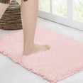 thumbnail image 1 of Walensee Non-Slip Bathroom Rugs Chenille Soft Striped Plush Bath Mat, 17" x 24", Blush, 1 of 7