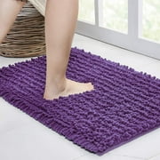 Walensee Non-Slip Bathroom Rugs Chenille Soft Striped Plush Bath Mat, 17 x 24, Lavender