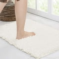 thumbnail image 1 of Walensee Non-Slip Bathroom Rugs Chenille Soft Striped Plush Bath Mat, 24" x 36", Ivory, 1 of 7