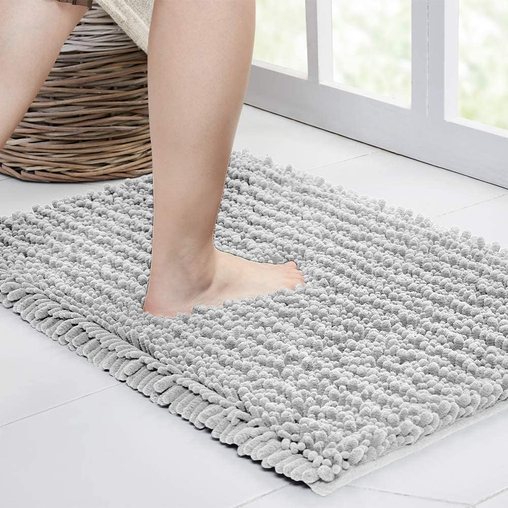 Keluoda Bathroom Rugs Chenille Plush Bath Mat Water Absorbent Shower,Gray,35x24inch, Size: 35 x 24