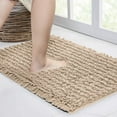 thumbnail image 1 of Walensee Non-Slip Bathroom Rugs Chenille Soft Striped Plush Bath Mat, 24" x 44", Beige, 1 of 9