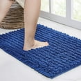 thumbnail image 1 of Walensee Non-Slip Bathroom Rugs Chenille Soft Striped Plush Bath Mat, 24" x 44", Dark Blue, 1 of 9