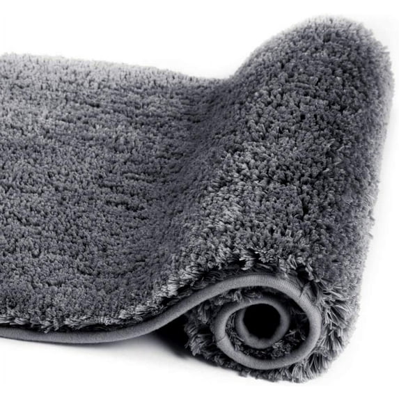 Walensee Shag Bath Rug, Non Slip Bath Mat for Bathroom, 16"x24", Dark Grey, Machine Wash
