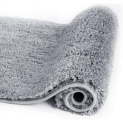 Walensee Shag Bath Rug, Non Slip Bath Mat for Bathroom, 16x24, Grey, Machine Wash