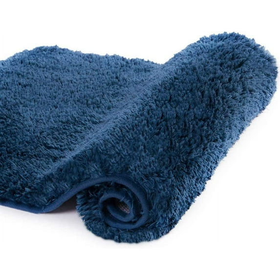 Walensee Shag Bath Rug, Non Slip Bath Mat for Bathroom, 16"x24", Navy, Machine Wash