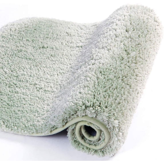 Walensee Shag Bath Rug, Non Slip Bath Mat for Bathroom, 16"x24", Pale Green, Machine Wash