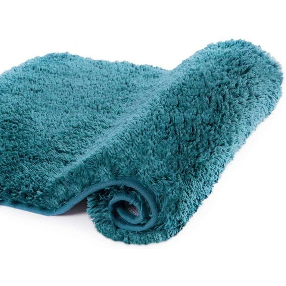 Walensee Shag Bath Rug, Non Slip Bath Mat for Bathroom, 16"x24", Teal, Machine Wash
