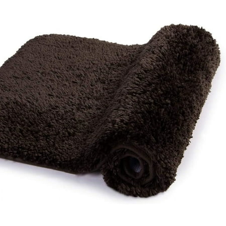 Walensee Shag Bath Rug, Non Slip Bath Mat for Bathroom, 24"x36", Brown, Machine Wash