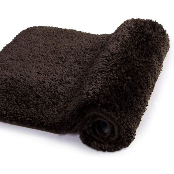 Walensee Shag Bath Rug, Non Slip Bath Mat for Bathroom, 24"x36", Brown, Machine Wash