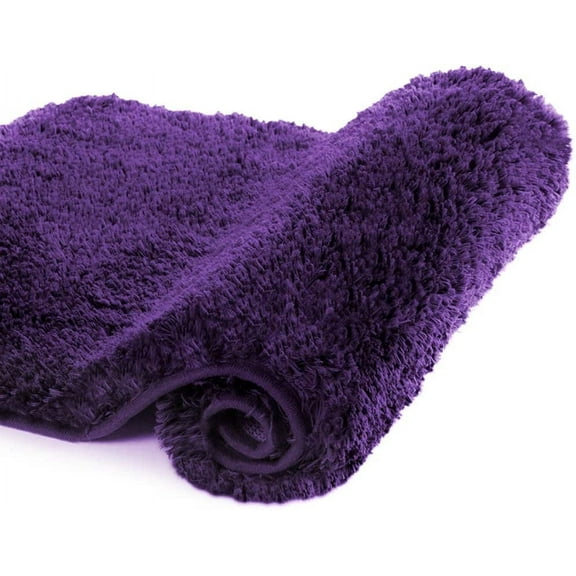 Walensee Shag Bath Rug, Non Slip Bath Mat for Bathroom, 24"x36", Dark Purple, Machine Wash