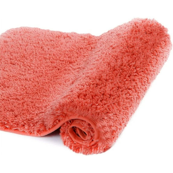 Walensee Shag Bath Rug, Non Slip Bath Mat for Bathroom, 24"x36", Living Coral, Machine Wash