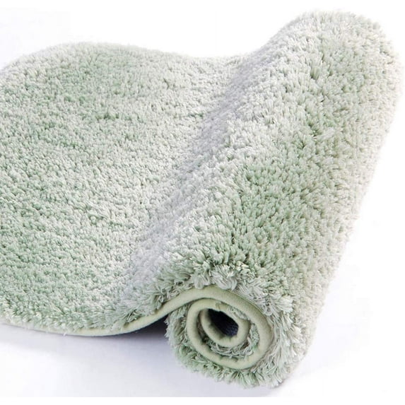 Walensee Shag Bath Rug, Non Slip Bath Mat for Bathroom, 24"x36", Pale Green, Machine Wash