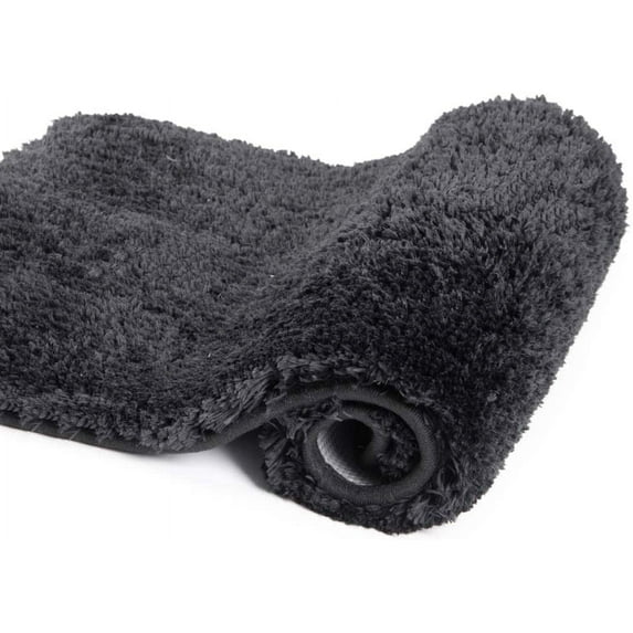Walensee Shag Bath Rug, Non Slip Bath Mat for Bathroom,24"x40", Black, Machine Wash