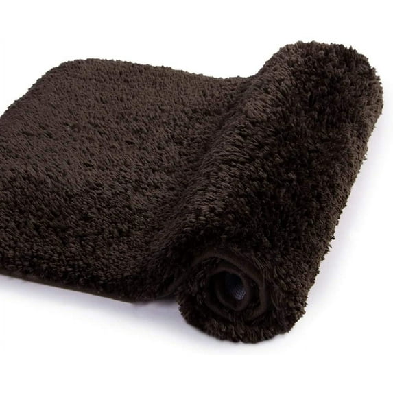 Walensee Shag Bath Rug, Non Slip Bath Mat for Bathroom,24"x40", Brown, Machine Wash