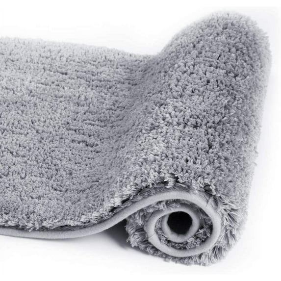 Walensee Shag Bath Rug, Non Slip Bath Mat for Bathroom,24"x40", Grey, Machine Wash