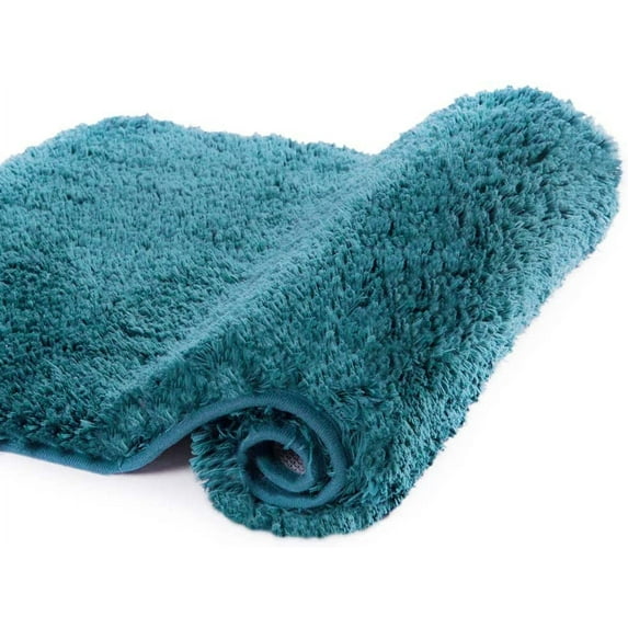 Walensee Shag Bath Rug, Non Slip Bath Mat for Bathroom, 24"x40", Teal, Machine Wash