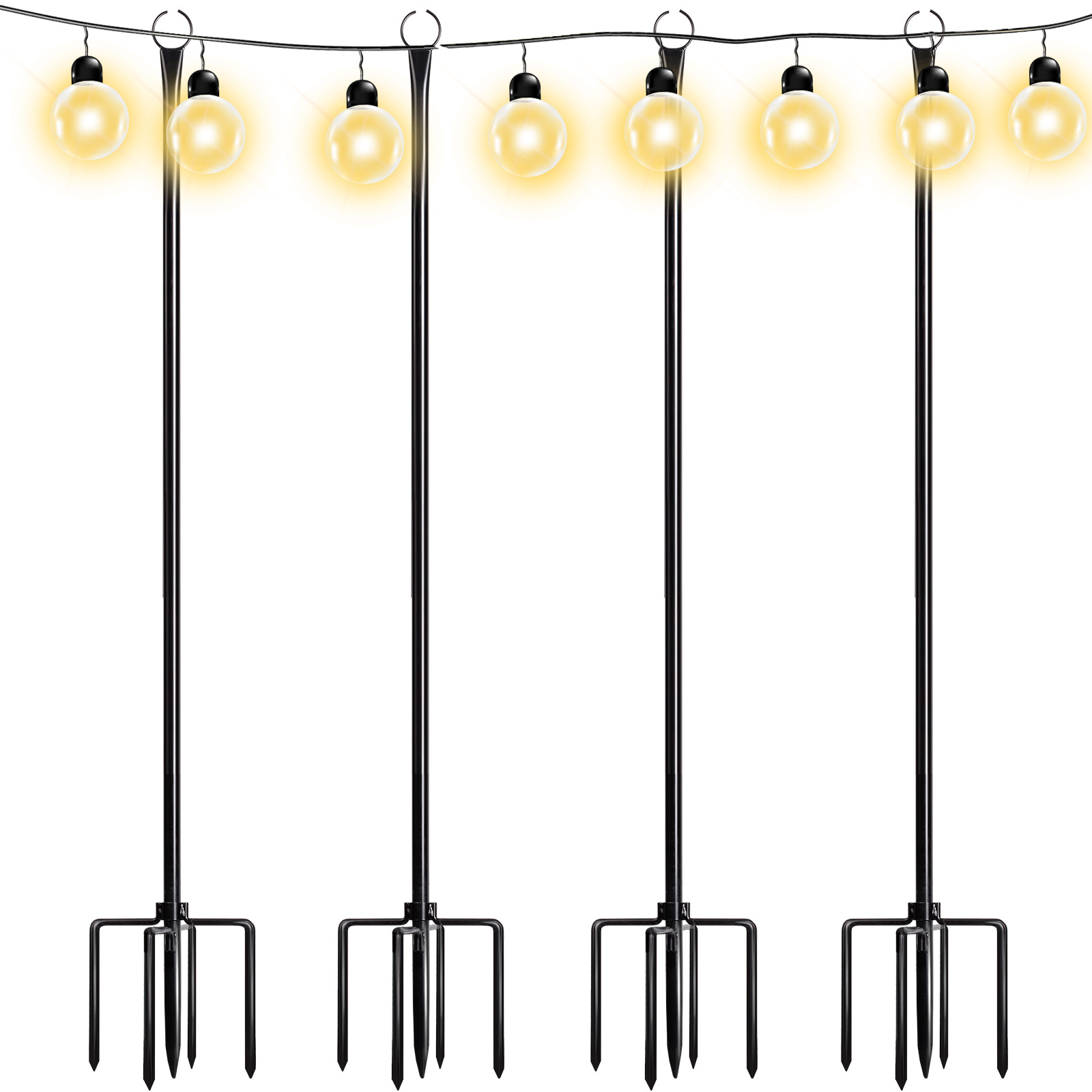 Walensee String Light Poles with Hook, 9.4FT Lights Hanger with 5Prong