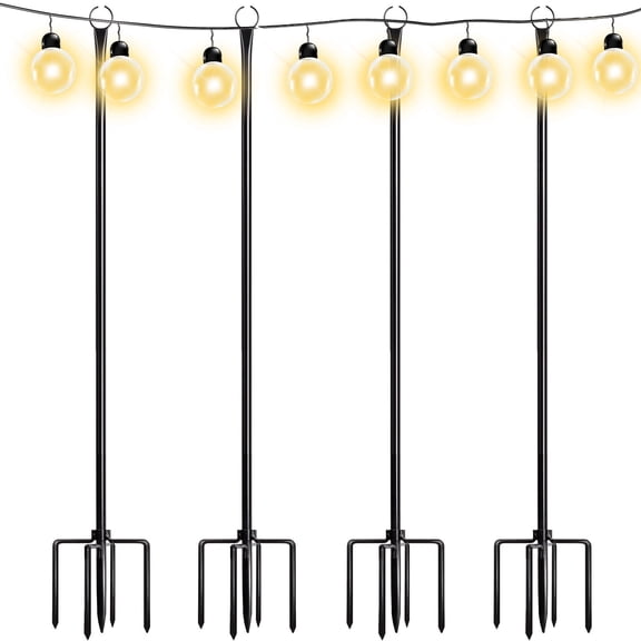Walensee String Light Poles with Hook, 9.4FT Lights Hanger with 5-Prong Fork for Patio Christmas Wedding 4 Pack