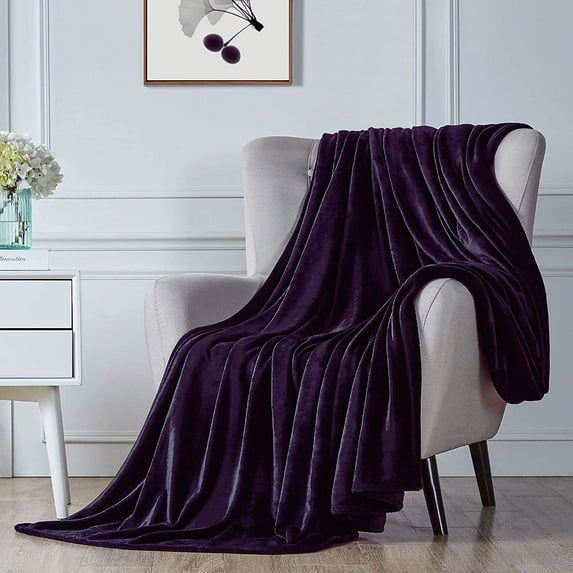 Walensee Ultra Soft Microplush Fleece Queen Blanket, 90" x 90", Purple, Machine Washable