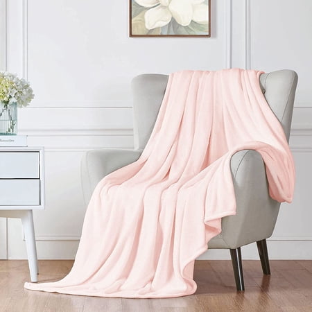 Walensee Ultra Soft Microplush Fleece Throw Blanket, 50" x 60", Pink, Machine Washable
