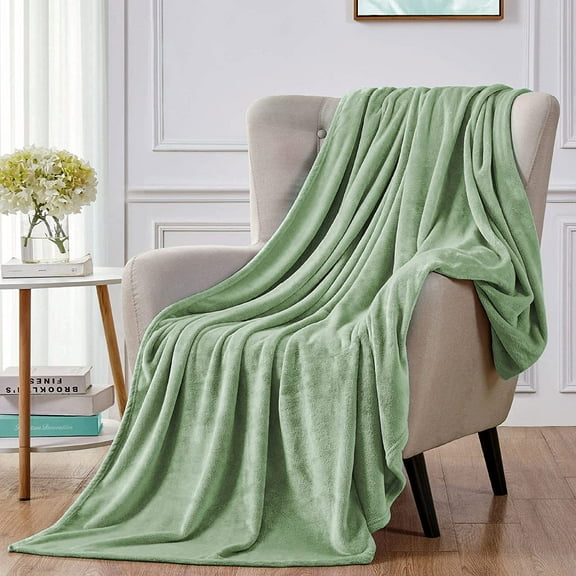 Walensee Ultra Soft Microplush Fleece Throw Blanket, 50" x 60", Sage Green, Machine Washable