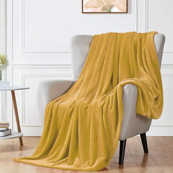 Walensee Ultra Soft Microplush Fleece Throw Blanket, 60" x 80", Honey Gold, Machine Washable