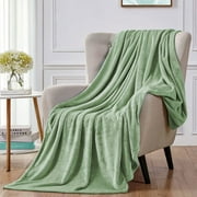 Walensee Ultra Soft Microplush Fleece Throw Blanket, 90" x 108", Sage Green, Machine Washable