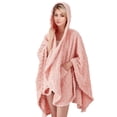 thumbnail image 1 of Walensee Wearable Blanket Hoodie Sherpa Fleece Blanket, Fuzzy Super Soft Plush Hooded Shawl TV Throw Blanket with Pockets, Fluffy Warm Cozy Cape Wrap for Women Adults (Pink, 59” x 63”), 1 of 9