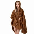 thumbnail image 1 of Walensee Wearable Blanket Hoodie Sherpa Fleece Blanket, Fuzzy Super Soft Plush Hooded Shawl TV Throw Blanket with Pockets, Fluffy Warm Cozy Cape Wrap for Women Adults (Brown, 59” x 63”), 1 of 9