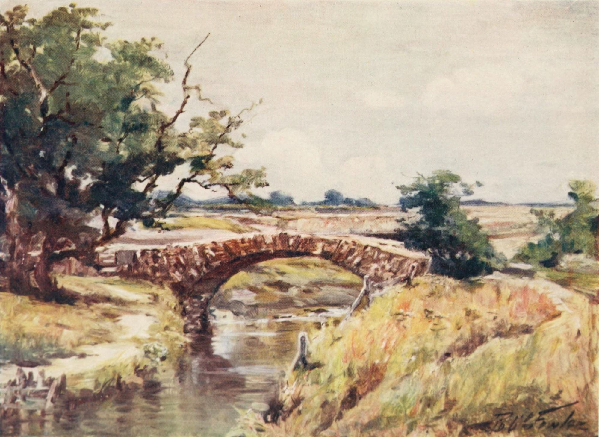 Wales 1911 Old stone bridge near Swansea Canvas Art - Robert Fowler (18 x 24)