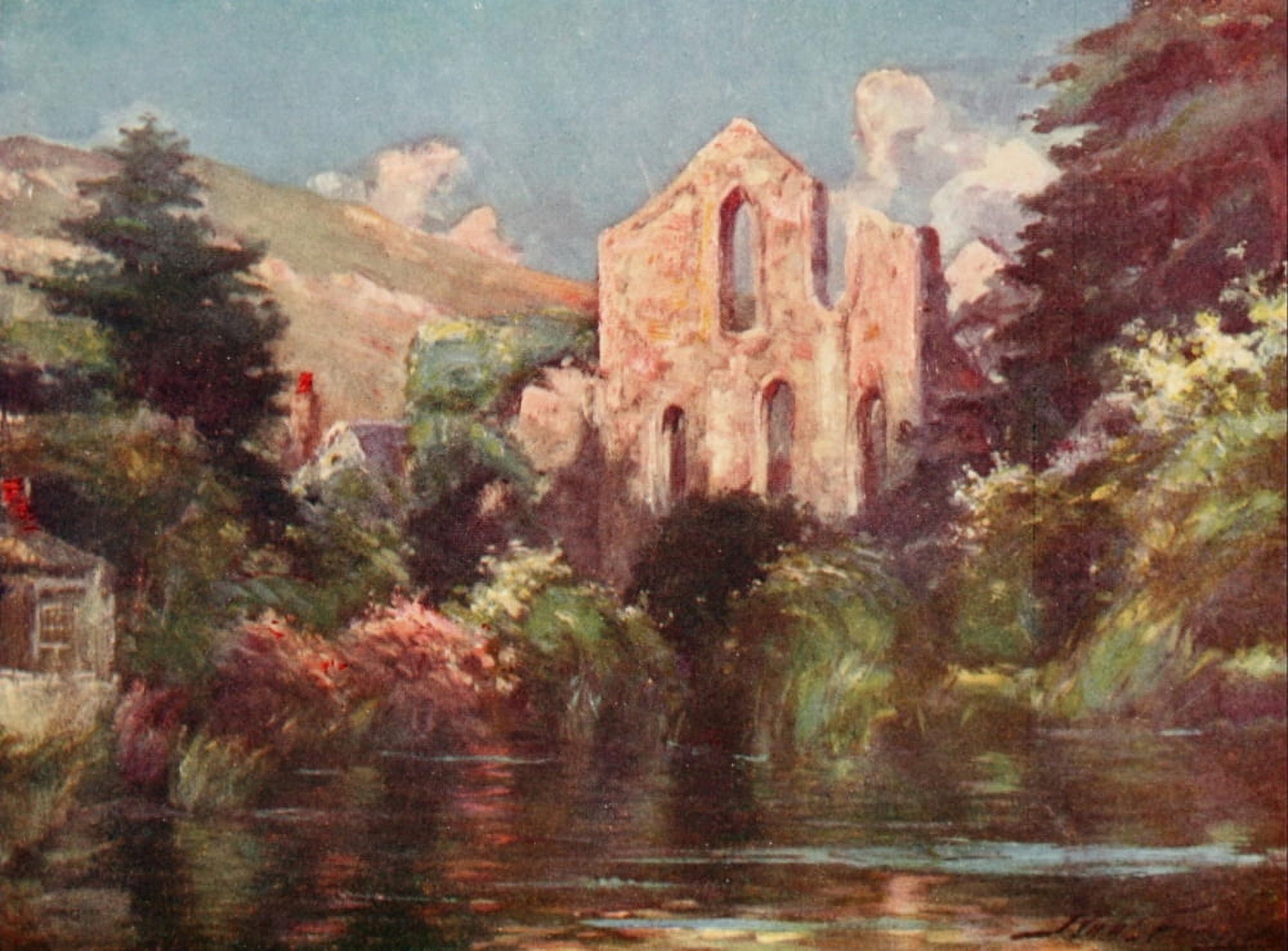 Wales 1911 Valle Crucis Abbey Canvas Art - Robert Fowler (18 x 24)