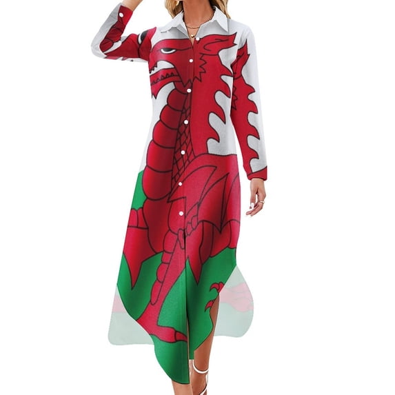 Wales Flag Long Sleeved Shirt Dress Women's evening dress elegant dresses plus sizes summer women's suit