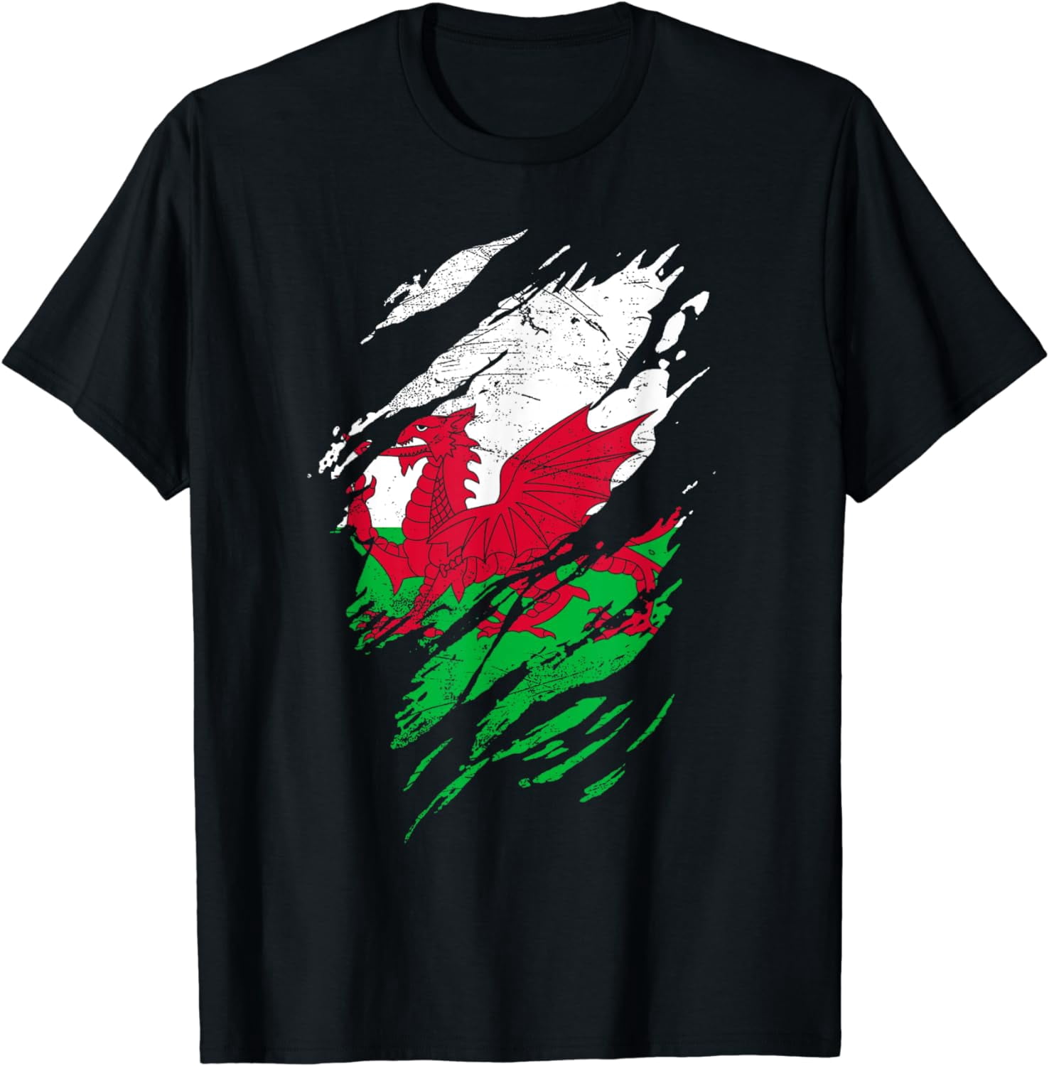 Womens Usk Wales Welsh Flag Baner Y Ddraig Goch V-Neck T-Shirt