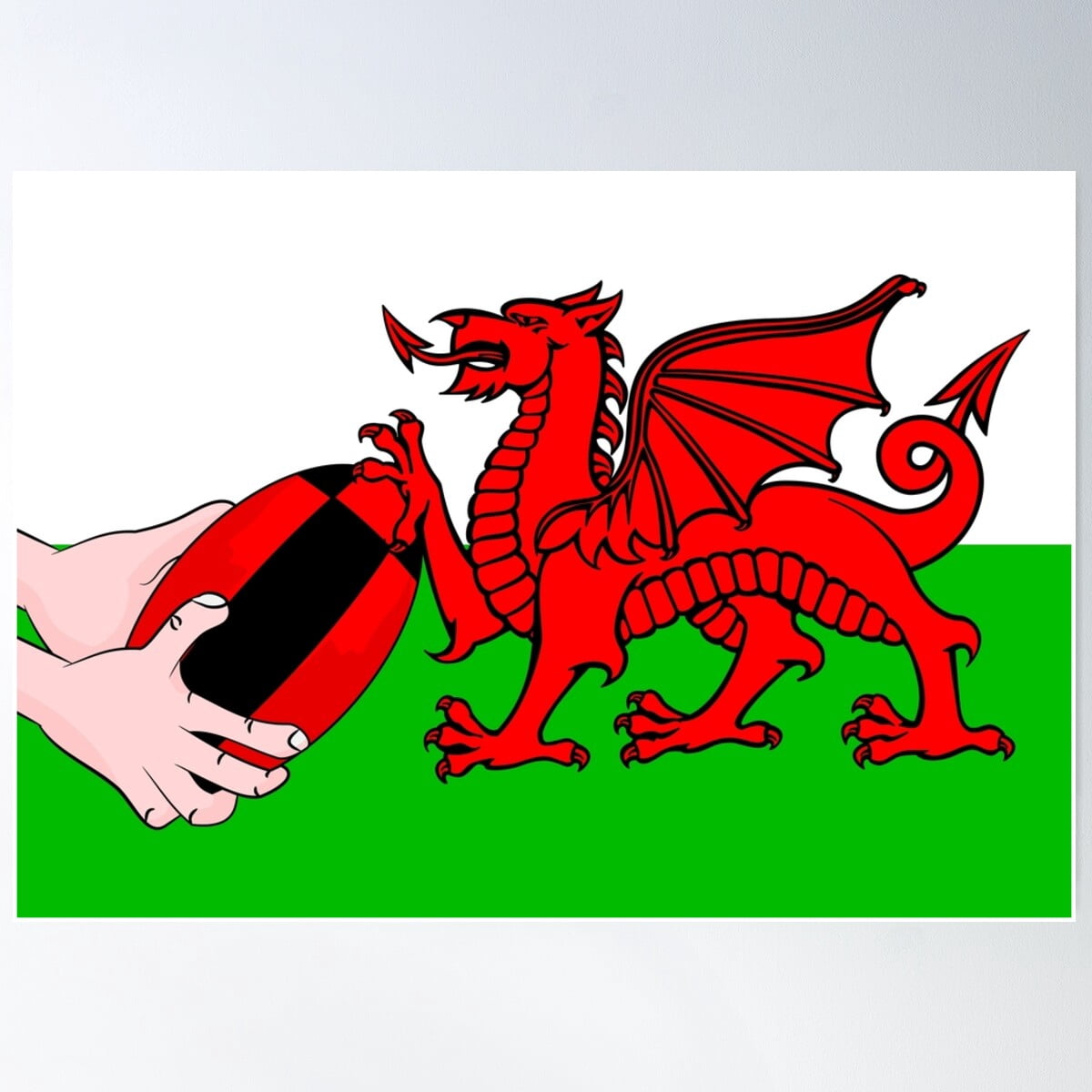 Wales Rugby Flag Poster Wall Art, Modern Wall Decor For Living Room ...