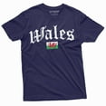 thumbnail image 1 of Wales T-Shirt Uk United Kingdom Football T-Shirt Patriotic Flag Mens Womens Tee Shirt (X-Large Navy Blue), 1 of 5