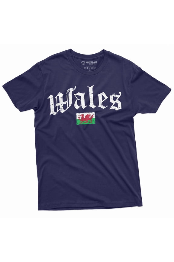 Wales T-Shirt Uk United Kingdom Football T-Shirt Patriotic Flag Mens Womens Tee Shirt (Xx-Large Navy Blue)